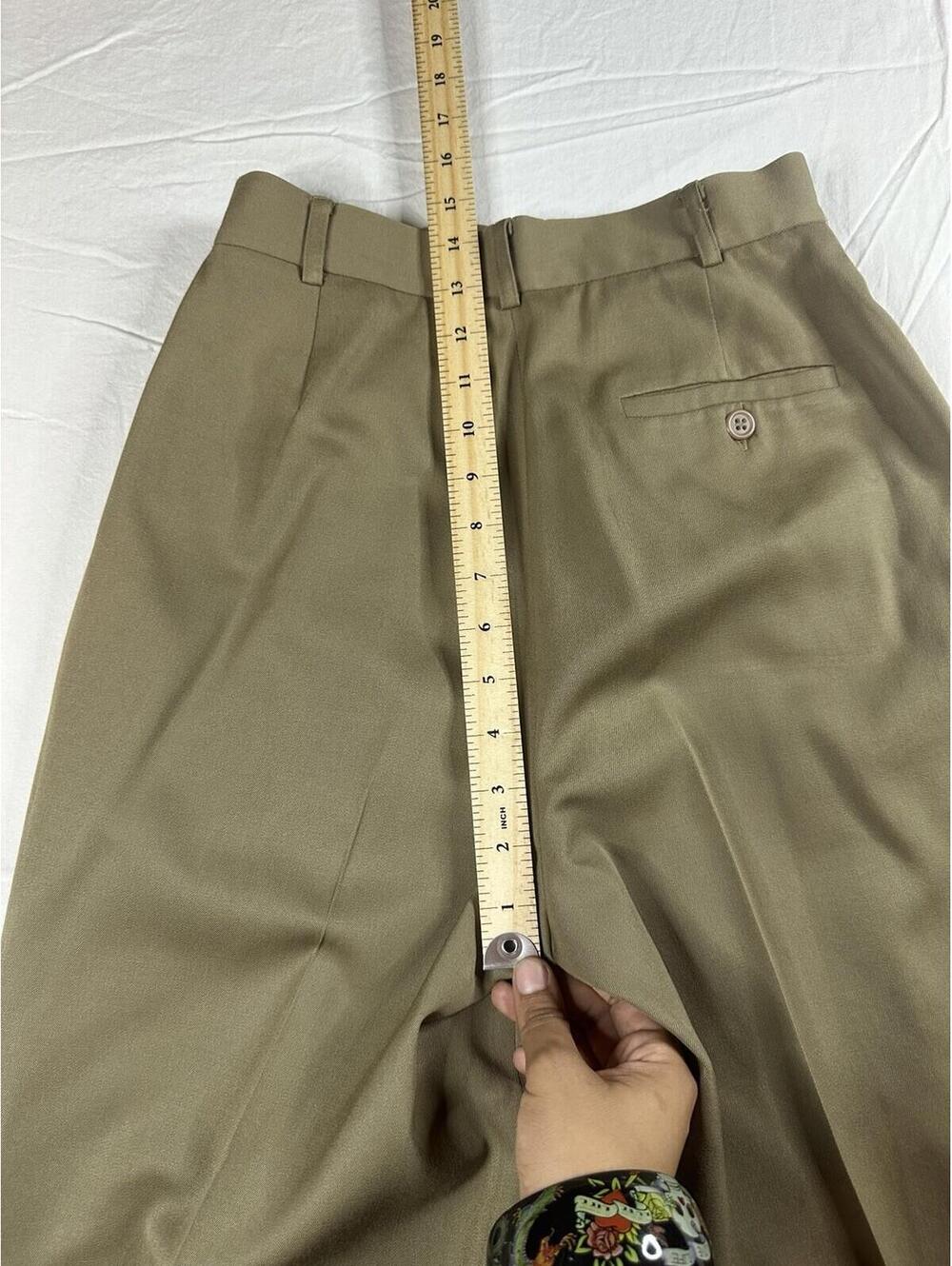 🤎✨Vintage Embassy Row Petites  Pure Wool Pleated Dress Pants Trousers khaki 6P - Picture 12 of 14